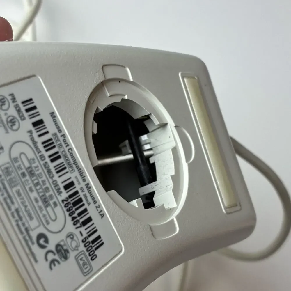 Vintg Microsoft 2.1A Mechanical Roller Ball Mouse Port Compatible Wired 2 Button